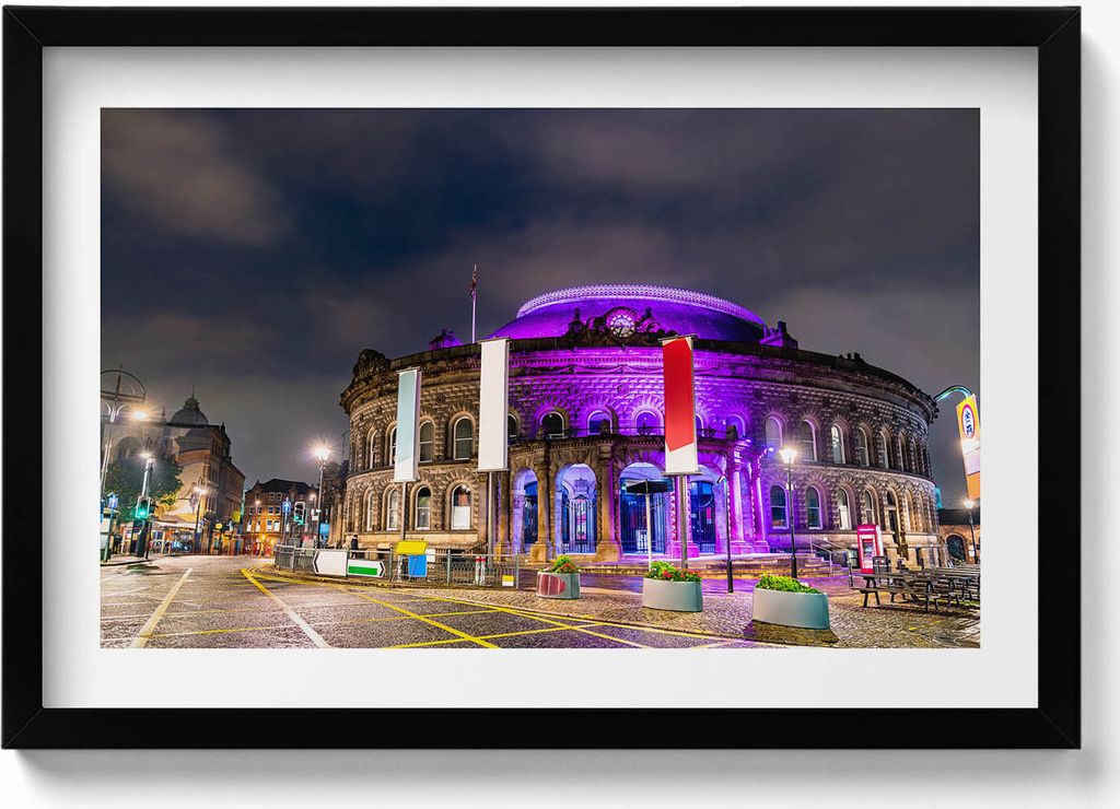 Leeds Corn Exchange in England– Wandbild mit Rahmen – Gerahmtes Bild – Wanddekoration – 60x40 cm – Schwarz Rahmen