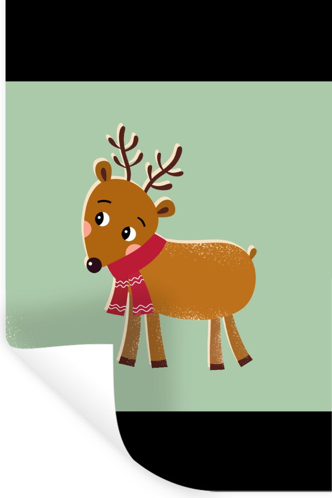 MuchoWow Wandtattoo Wandsticker Wandaufkleber Rentier - Weihnachten - Winter - Grün 80x120 cm Selbstklebend und Repositionierbar - Repositionier...