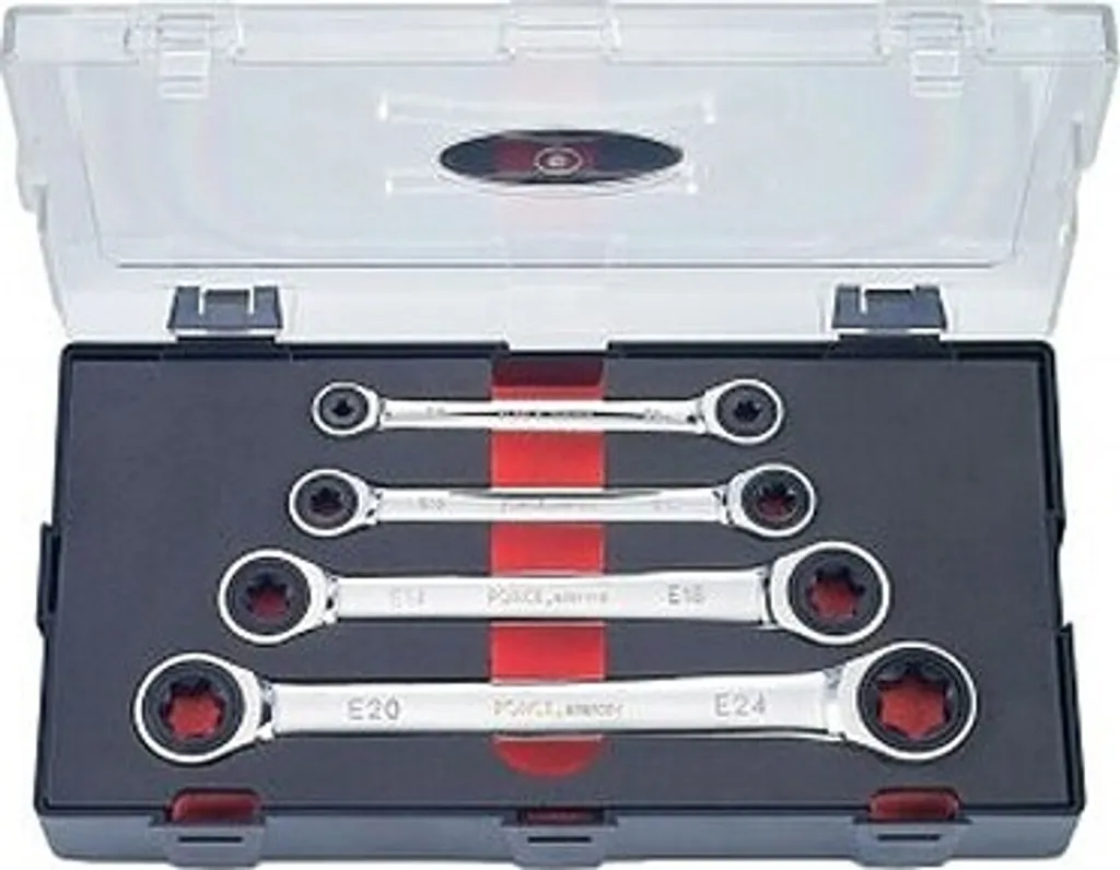 Kit 4 Chiavi E-Torx a Cricchetto | Alta Precisione 72 Denti