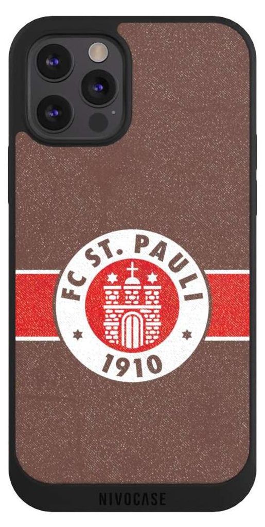 NIVOCASE Handyhülle für Apple iPhone 12 Pro Hülle NIVOpure Case Schwarz FC St. Pauli Logo Offizielles Lizenzprodukt