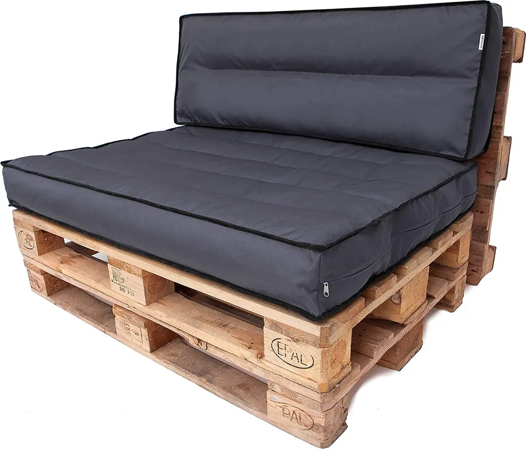 Coussins de Jardin pour Palette Europe 120x80 cm Gris Anthracite Déperlant