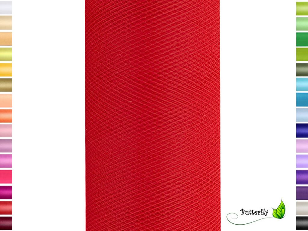 9m Rolle Tüll 15cm, Farbauswahl:rot 250 Produktbild 
