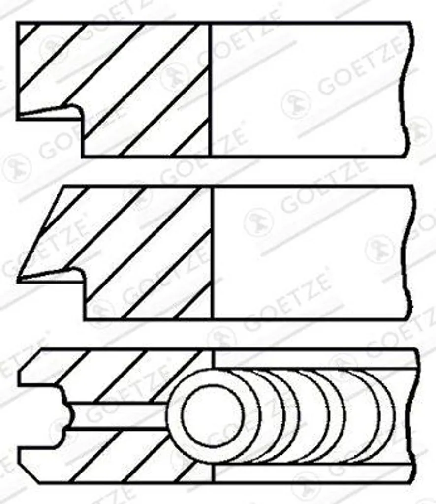 Segments de piston GOETZE 08-124700-00 haute étanchéité Alfa 166 156