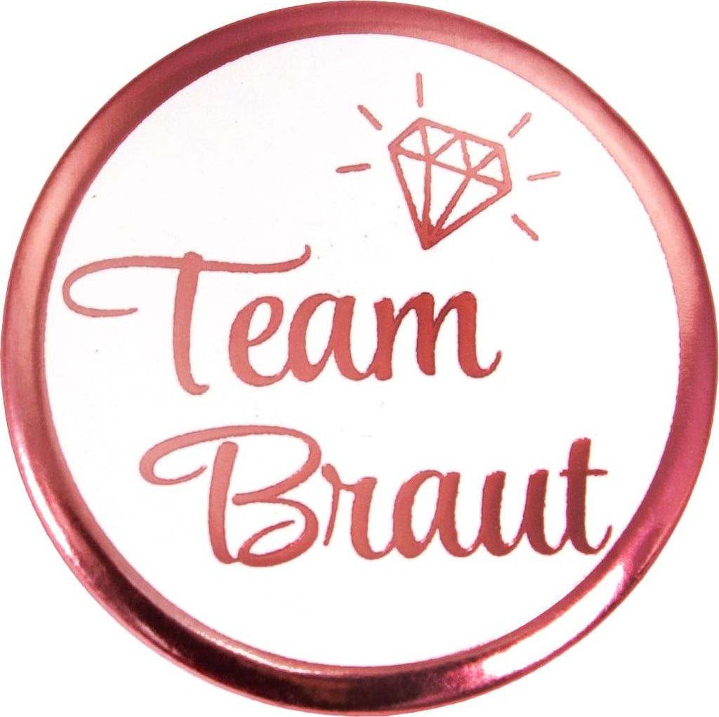 Oblique Unique Button JGA Junggesellinnenabschied Anstecker Roségold - 1x Team Braut