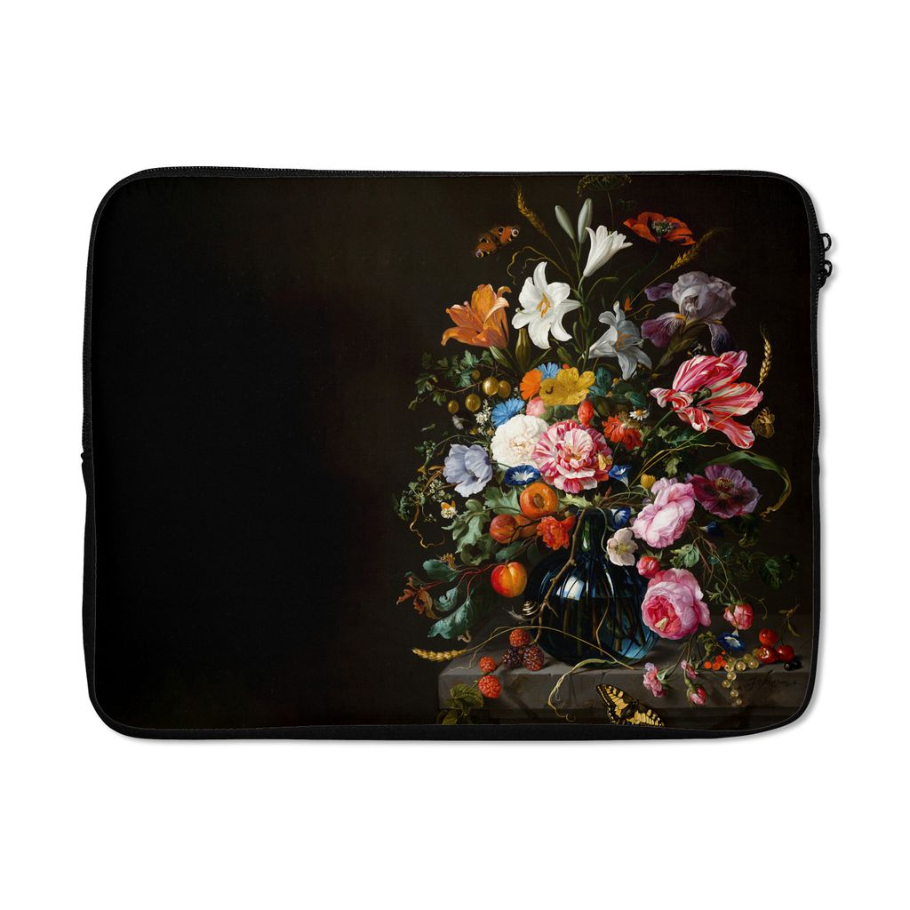 MuchoWow Laptop Hülle 15 Zoll Alte Meister - Kunst - Vase mit Blumen - Jan Davidsz de Heem Laptoptasche - Laptoptasche - Sleeve - Rundum-Schutz