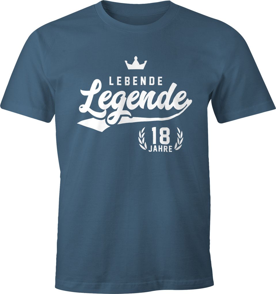 Herren T-Shirt Lebende Legende 18. Geburtstag Athletic Krone Fun-Shirt Moonworks denim M