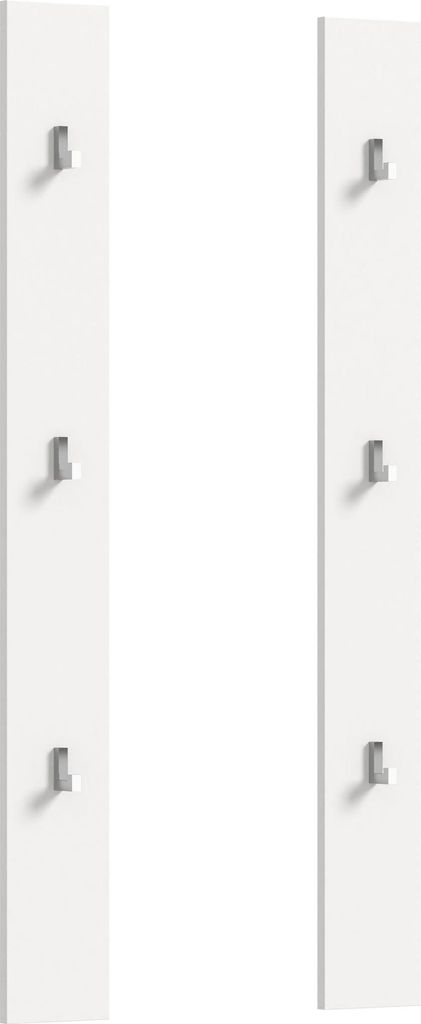 Paneel 2er Set Weiß Hochglanz, 6 Haken, 13x115x3 cm, Produktbild 