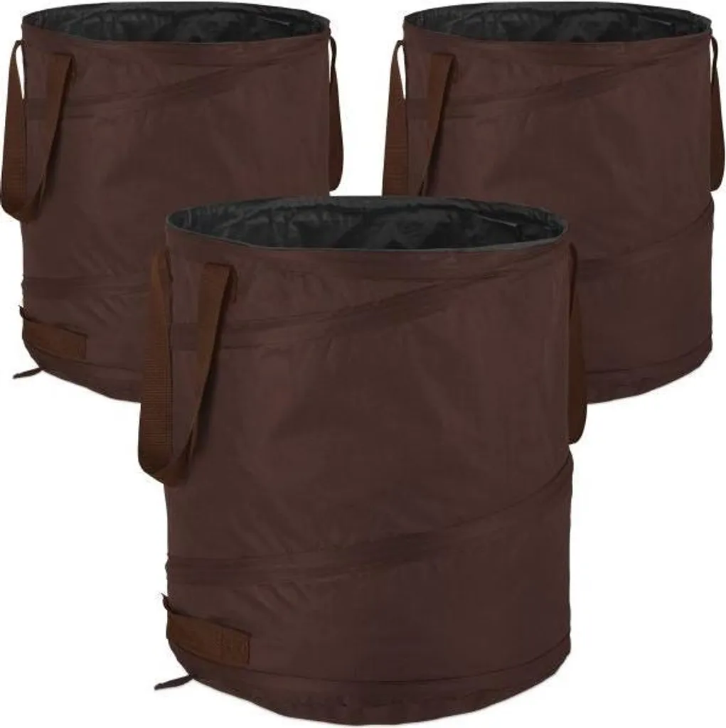 Sacs de jardin 85L marron pour ramassage des feuilles et tonte de pelouse - 3x