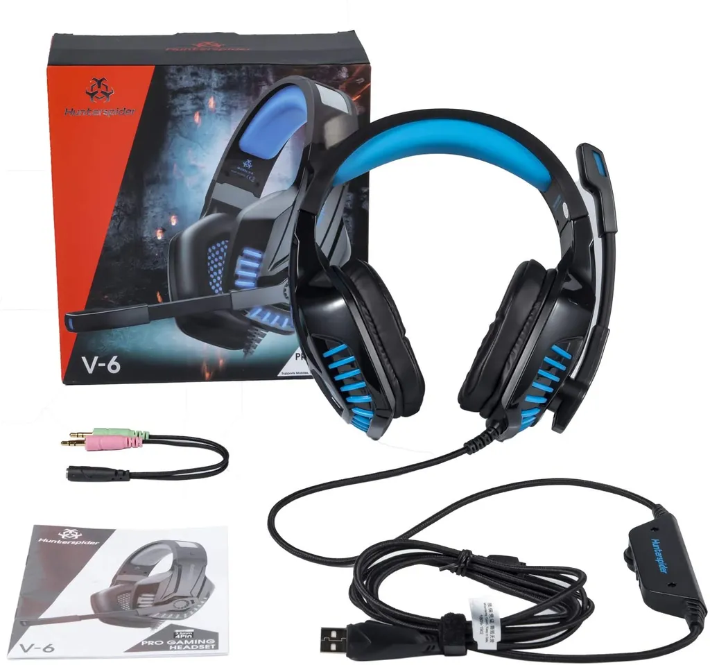 Casque de jeu pour immersion totale avec micro et prise jack bleue - 7