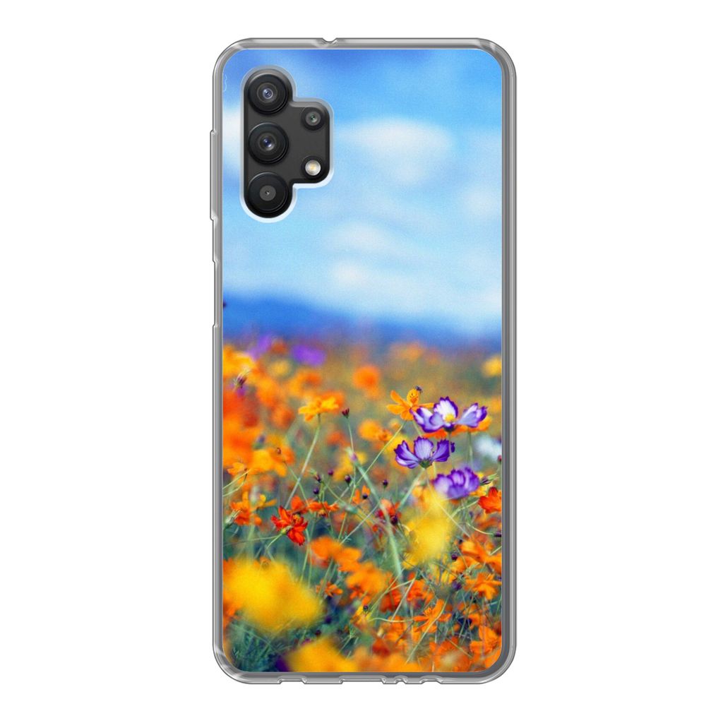 MuchoWow Handyhülle Schutzhülle Hülle für Samsung Galaxy A32 5G Kosmos - Farben - Frühling Silikon Softcase Handy Hülle - Softcase