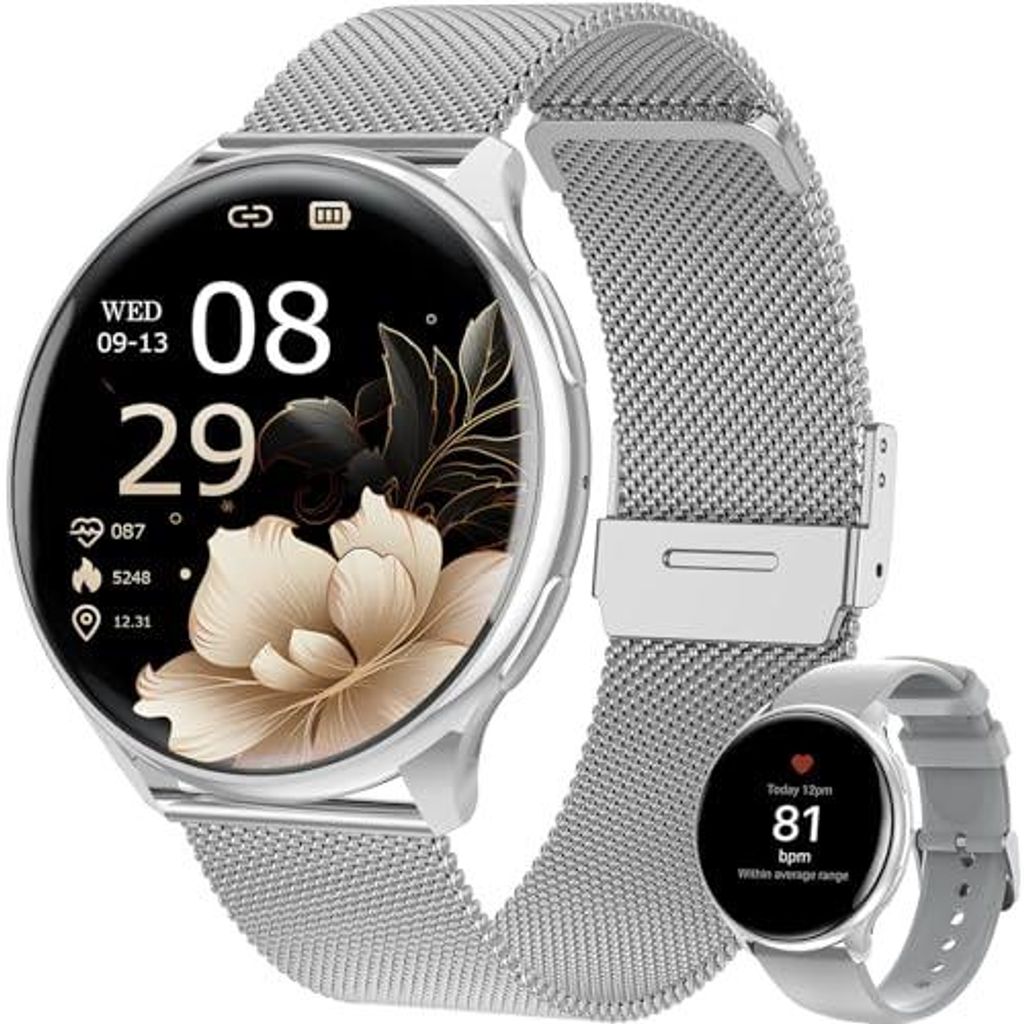 SLOKSFil Smartwatch Damen mit Telefonfunktion, 1.39" Smart Watch Rund mit SpO2, 24H Pulsuhr Blutdruck Schlafmonitor, Fitness Tracker 120+ Sportmodi...