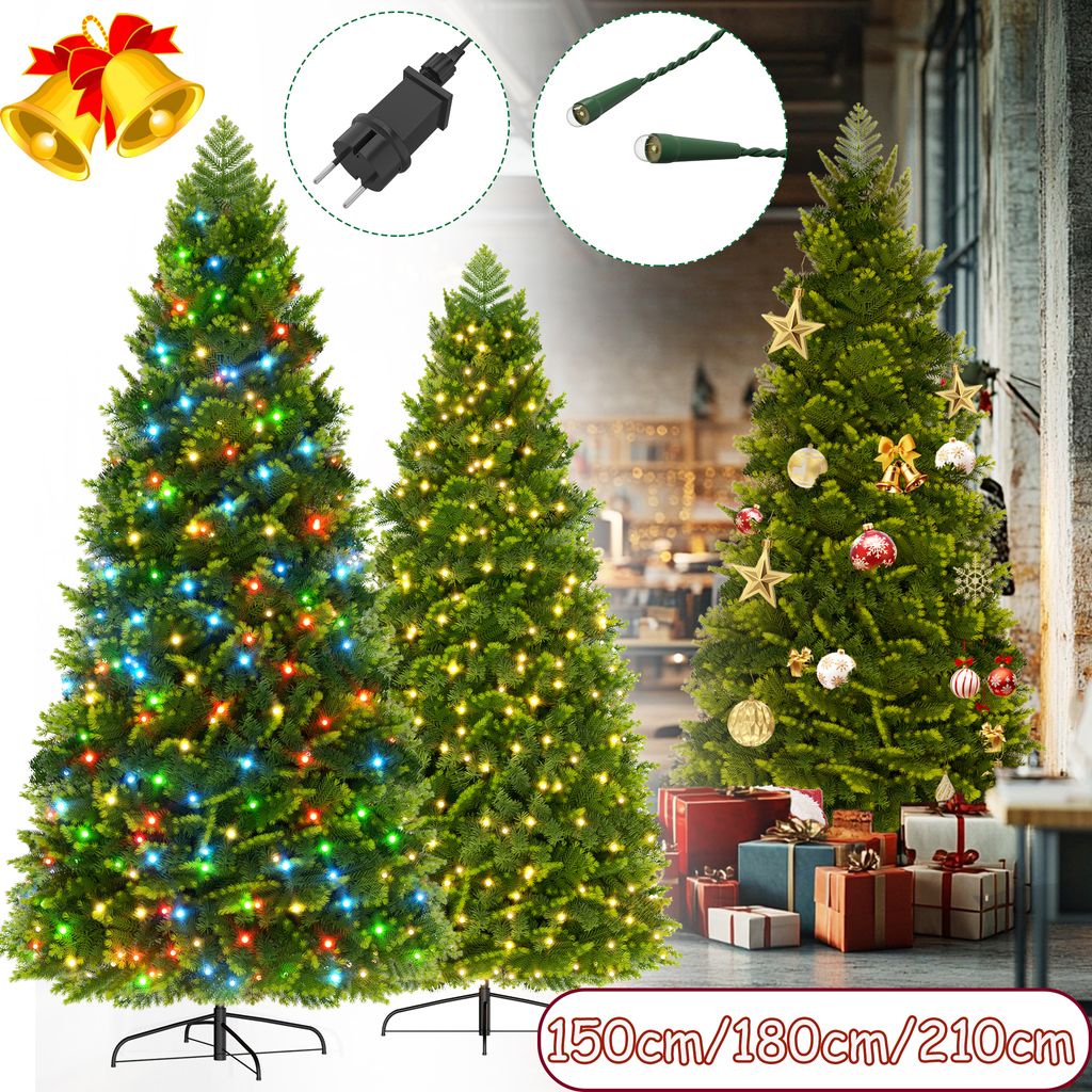 XMTECH Weihnachtsbaum künstlich 150cm Mit 200 Leds, Nordmanntanne Premium Tannenbaum PE- & PVC- Zweigen, Metallständer Christbaum künstlich, Kun...