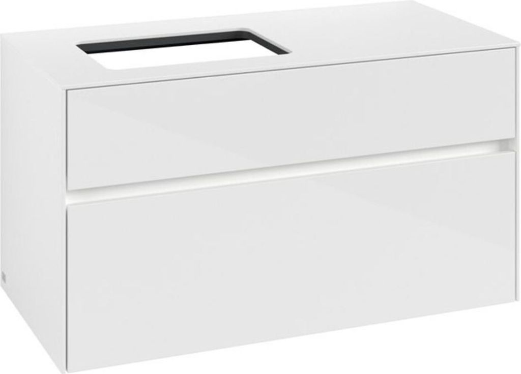 V&B Waschtischunterschrank Collaro 100x54,8x50cm, WT l, LED 7,3 W, glo wh.