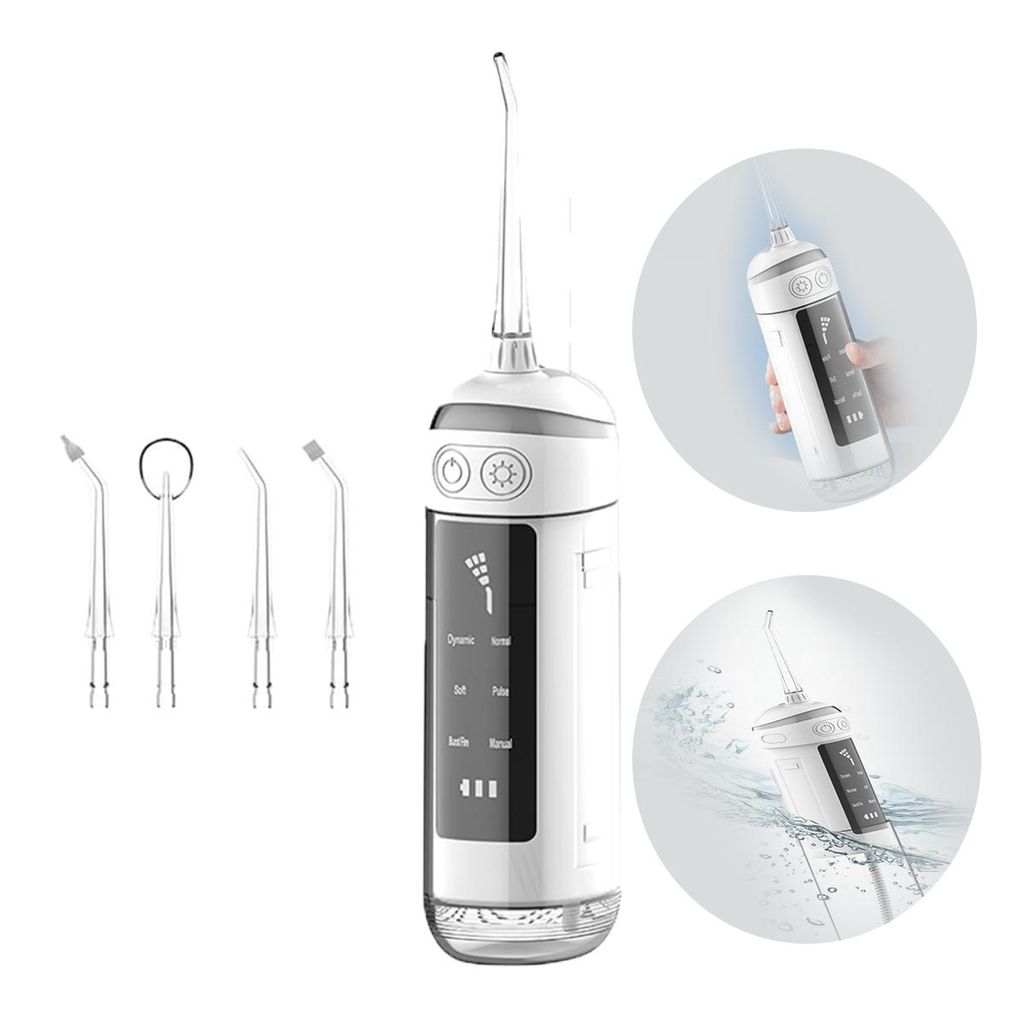 Mundduschen,Tragbare Munddusche mit 6 Reinigungsmodi,300 ml Wassertank, 1500 mAh Akku,IPX6 wasserdicht, Zahnreiniger für Zahnspange & Implantate