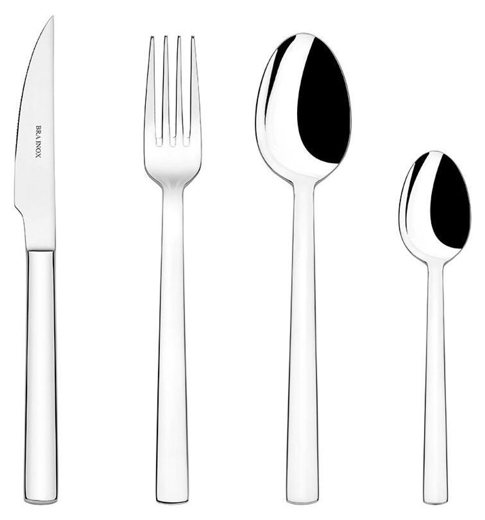 BRA Toscana | 24-teiliges Besteckset, Edelstahl 18/10, glänzend poliert, spülmaschinenfest, 3,5 mm Stärke, mit Steakmesser