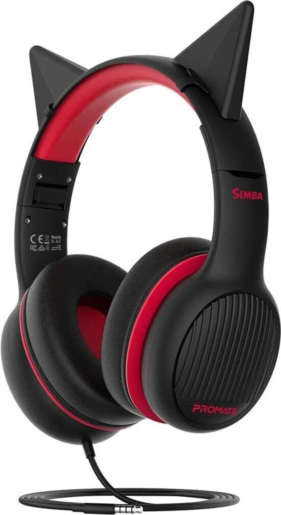 Promate Simba Onyx Kabelgebundenes Over-Ear-Hi-Definition-SafeAudio -Headset für Kinder schwarz