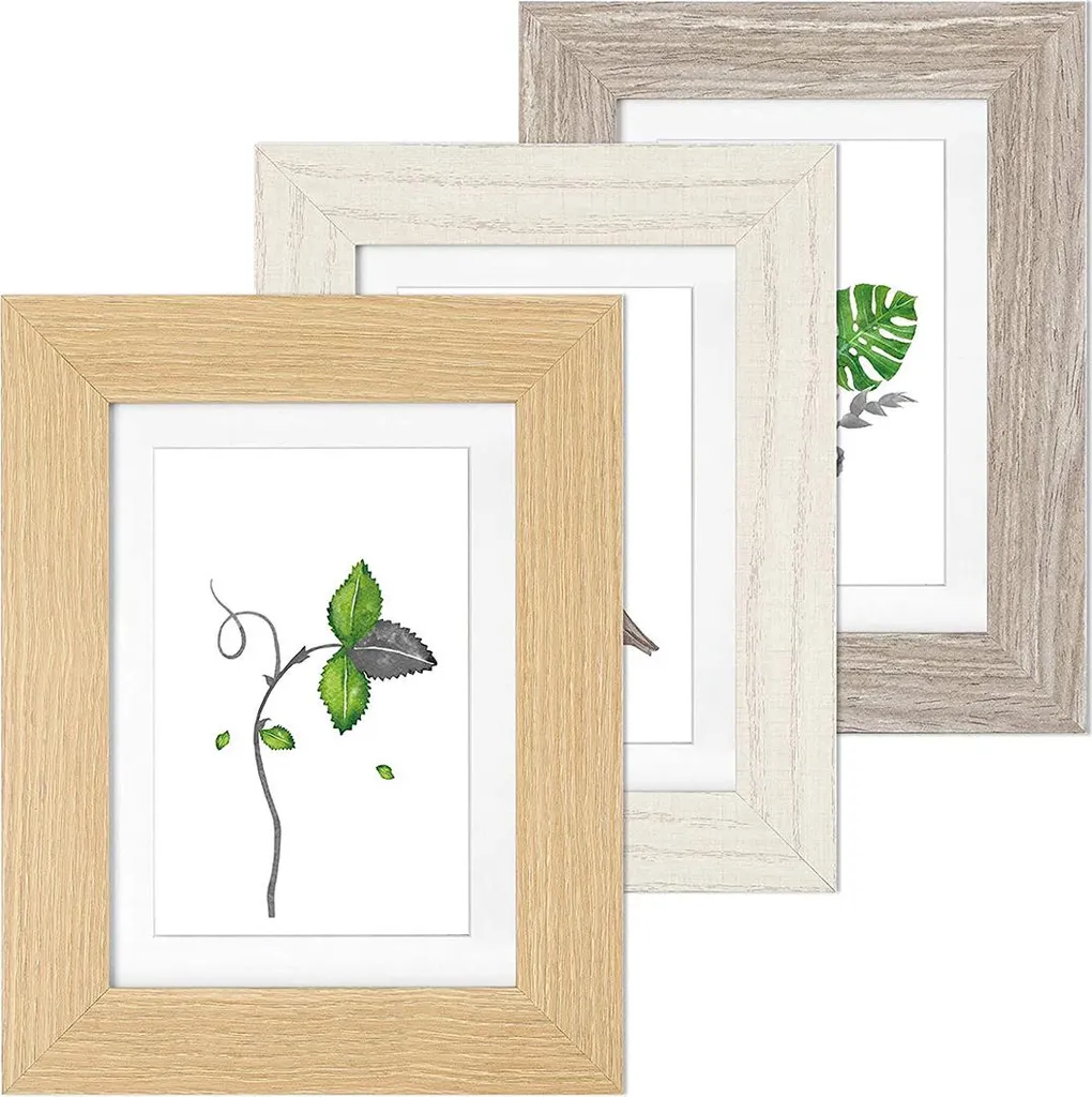 Lot de 3 cadres photo en aluminium brossé argenté avec passe-partout
