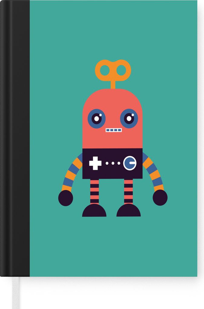 MuchoWow Notizbuch Tagebuch Haushaltsbuch Notebook A5 Roboter - Spielzeug - Gesicht - Rosa - Jungen - Kinder - Notizblock - Notizheft - Notebook ...