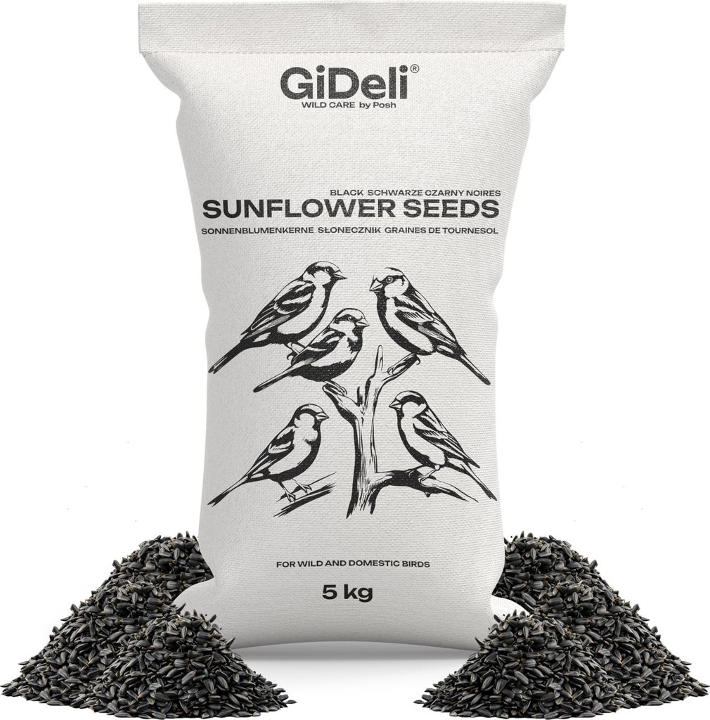 Sonnenblumenkerne 5kg Schwarz Naturrein Wildvögel Pferde Kleintiere GiDeli
