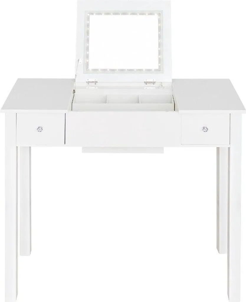 Coiffeuse sur pieds table de maquillage 80x50x75 cm en bois blanc pur