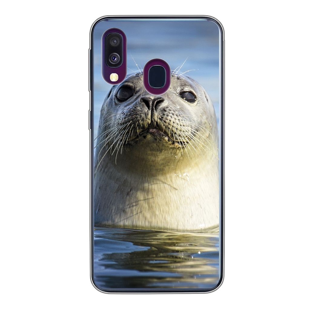 MuchoWow Handyhülle Schutzhülle Hülle für Samsung Galaxy A40 Siegel - Porträt - Wasser Silikon Softcase Handy Hülle - Handy-Tasche