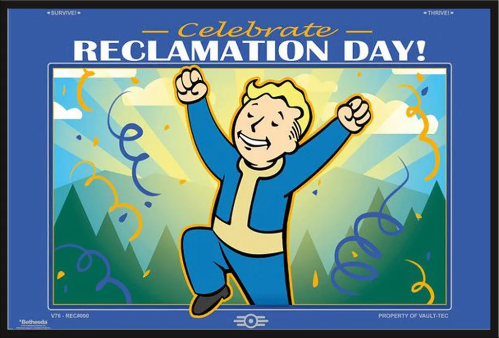 Cadre avec Poster Fallout 76 Reclamation Day, Décoration Murale Geek 61x91
