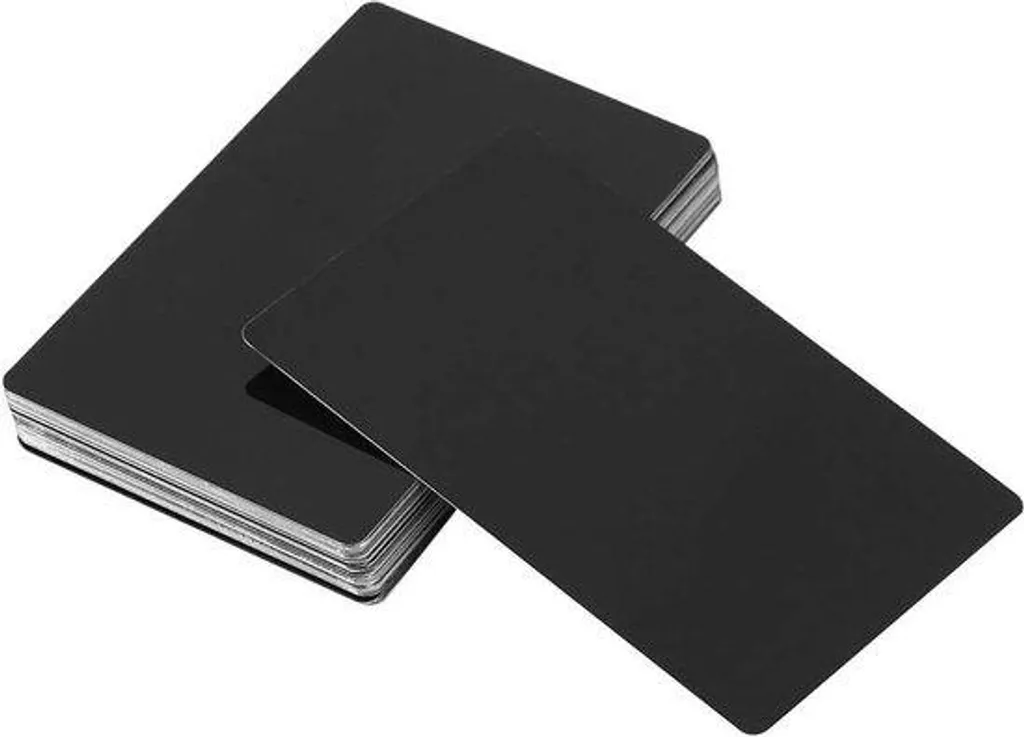 Cartes de visite aluminium noir 50 unités finition mate gravable laser