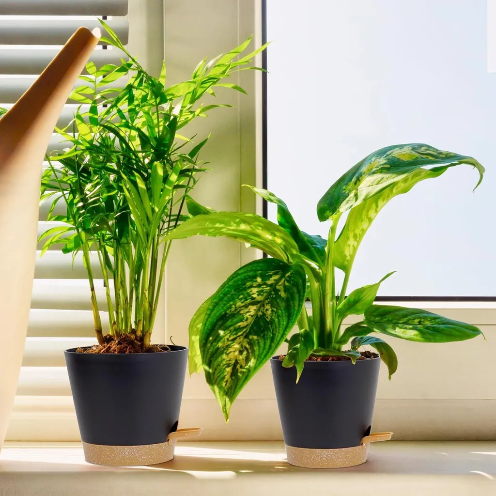 Lot de 6 Pots de Fleurs Auto-Arrosage en 6 Tailles de 12,7 à 20,3 cm