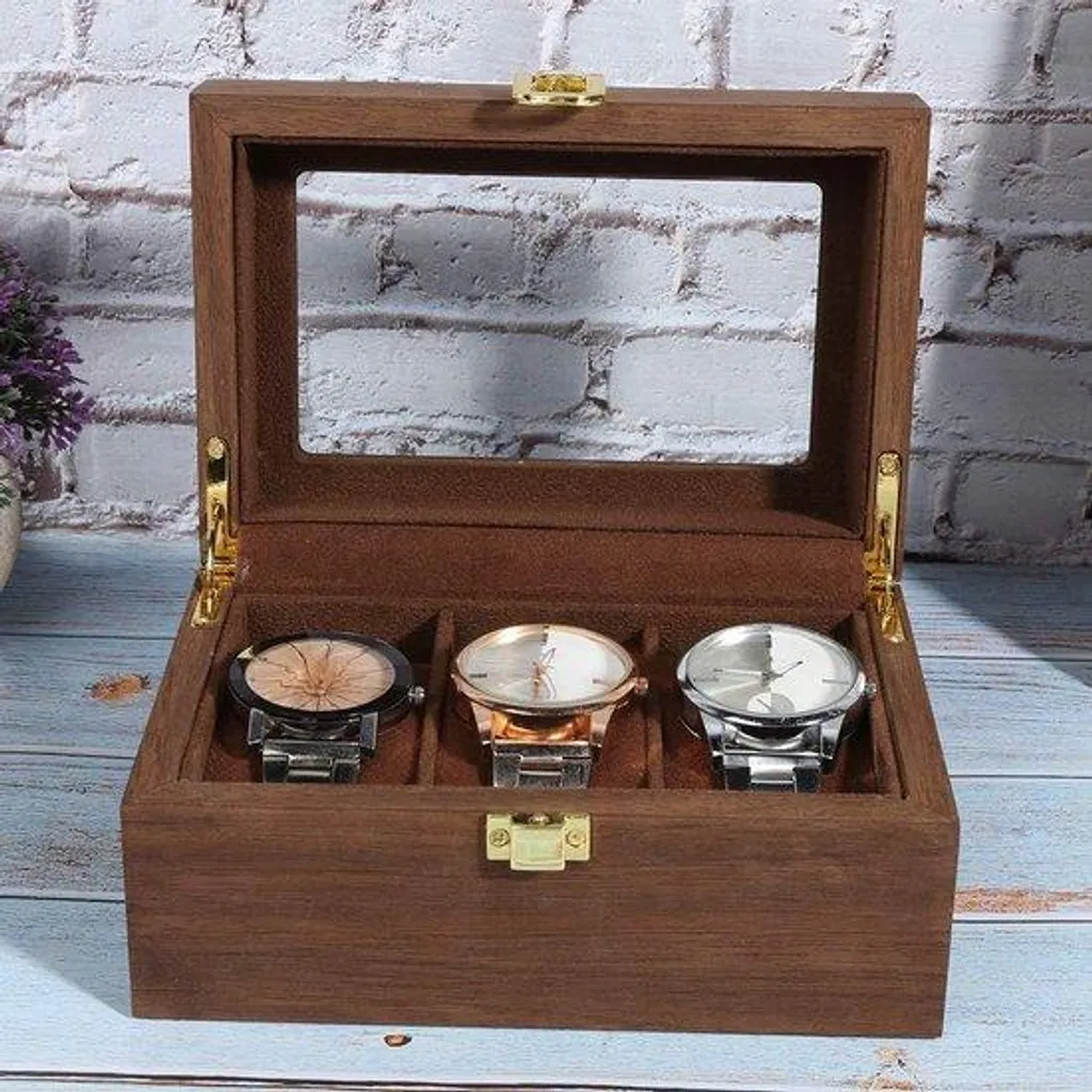 Petit coffret à montres noir en similicuir avec intérieur anti-rayures