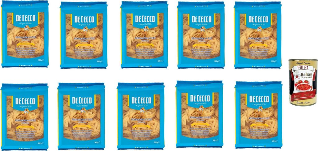 De Cecco Le Specialità Fettuccine N°233, 100% Italienisch Pasta Nudeln 10x 500g + Italian Gourmet Polpa 400g