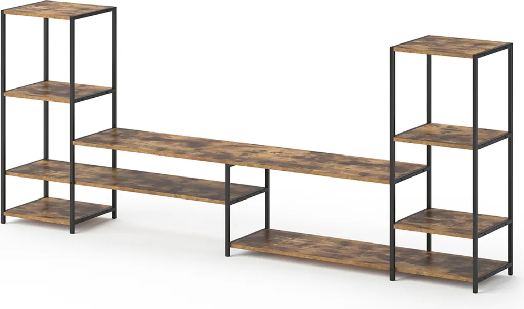 Banc TV industriel Vicco Fyrk en bois antique et métal noir 226x93 cm