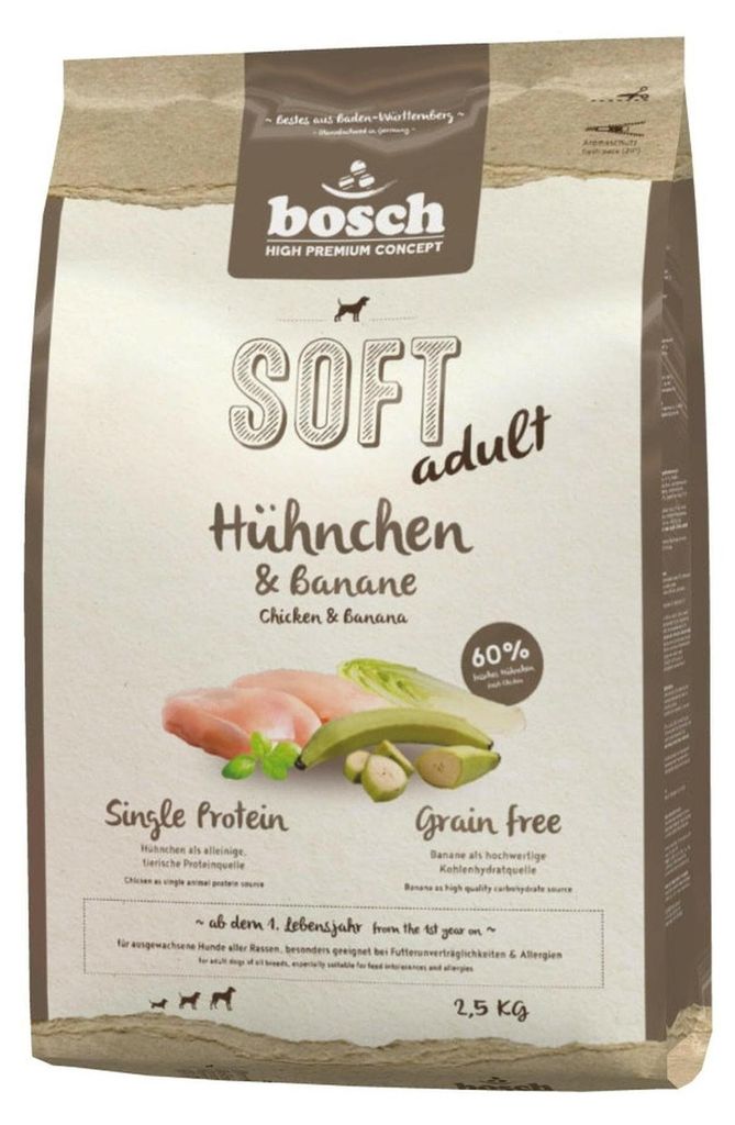 Bosch Tiernahrung SOFT Adult Kip & Banaan, 2,5 kg, voor Productafbeelding 