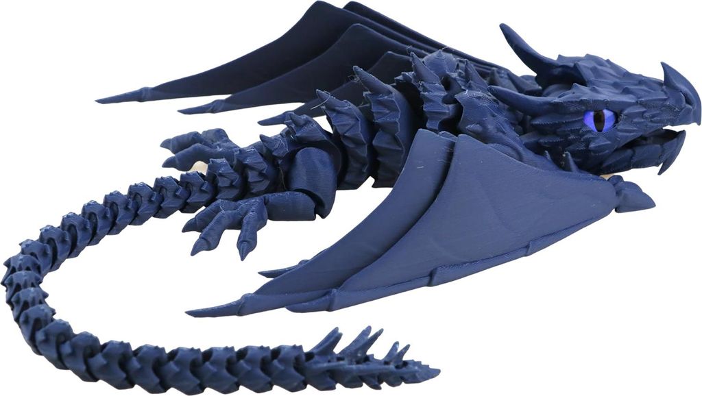 3D-gedruckter beweglicher Drache mit Flügeln, Zappeldrachenspielzeug mit flexiblem Kiefer, geflügelter Drache, Schreibtisch-Haustier für die Dek...