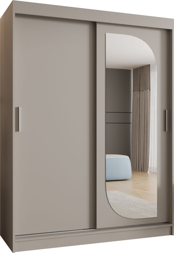 MEBLE KRYSPOL LUCY 150 Kleiderschrank mit zwei Schiebetüren für Schlafzimmer – moderner Aufbewahrungsschrank mit Kleiderstange und Regalen – ...