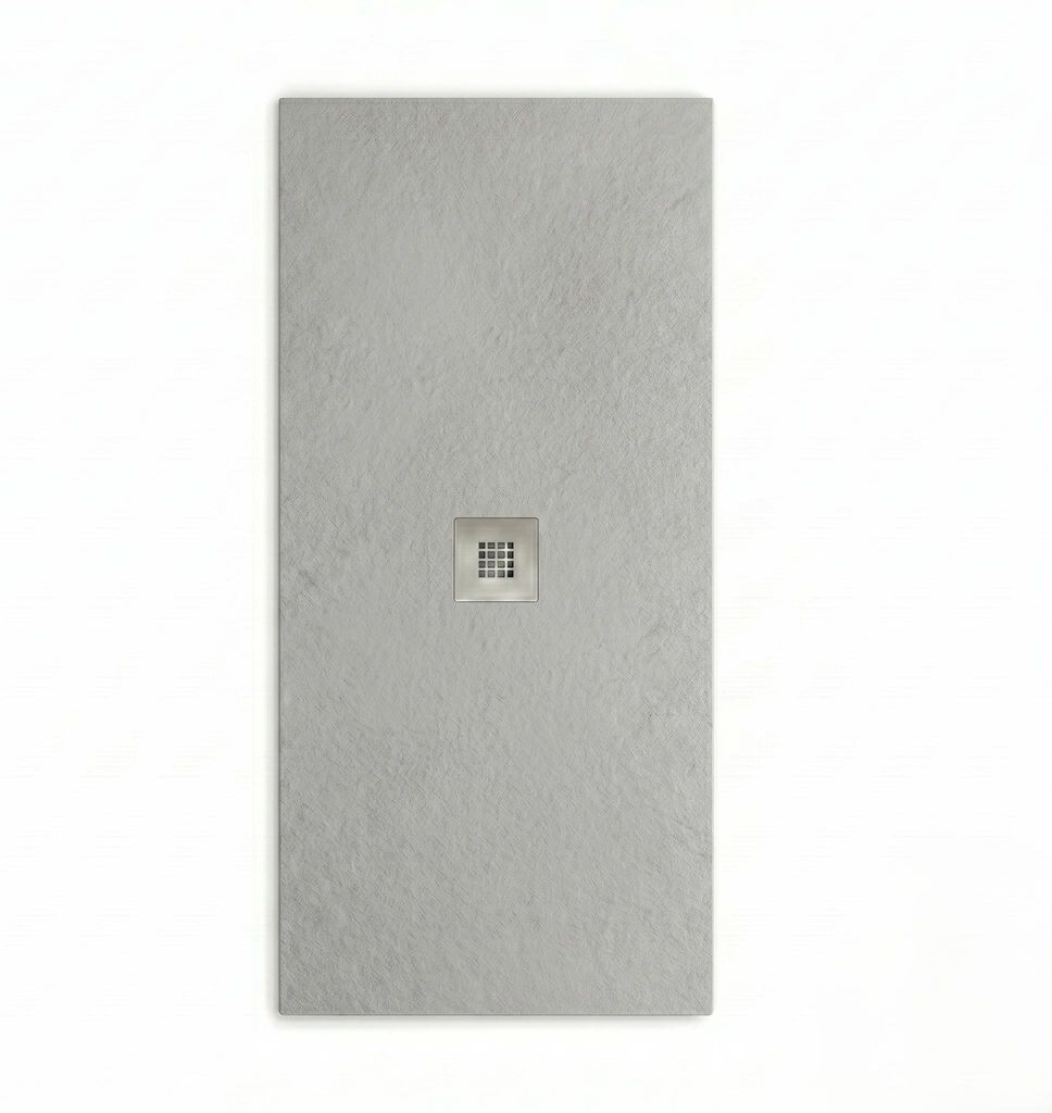 Mineralguss-Duschwanne extra flach WATERLOO Schieferoptik GRAU Grau RAL 7035 120x200cm