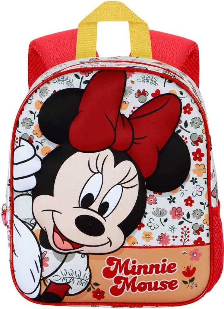 Sac à dos 3D Elite Minnie Mouse Rouge avec fleurs - Format 25x30 cm - 3
