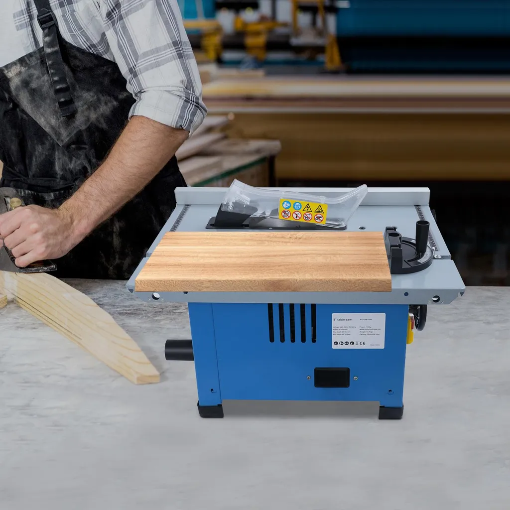 Scie de table pour menuiserie, coupe angulaire précise, modèle bleu - 5