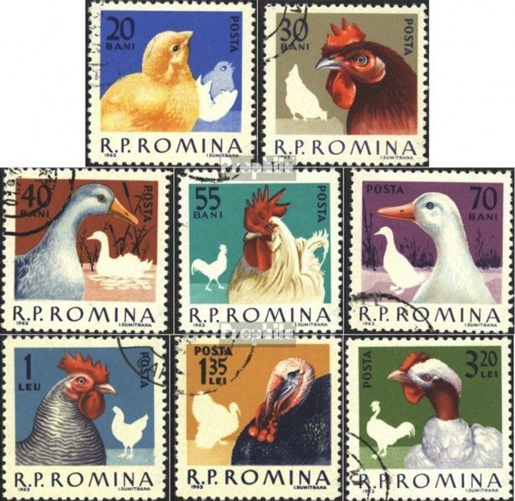 Briefmarken Rumänien 1963 Mi 2145-2152 (kompl.Ausg.) gestempelt Geflügel