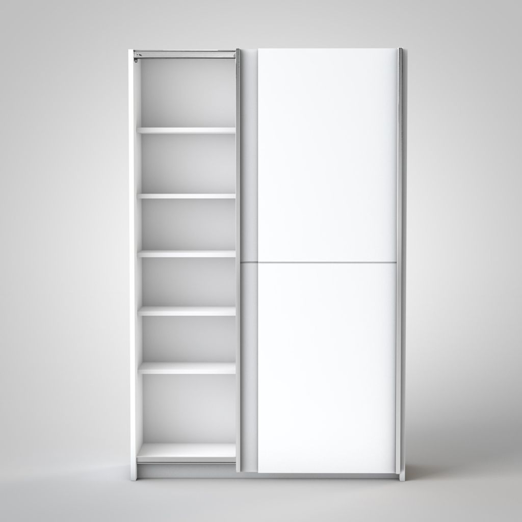Fast Schiebetürenschrank 125 cm Weiß Produktbild 9