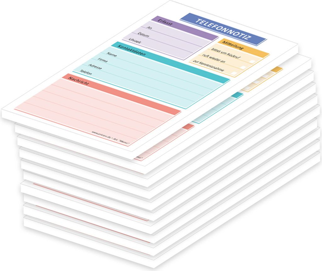 PRICARO Telefonnotizblock, A6, Memo, 10 Stück