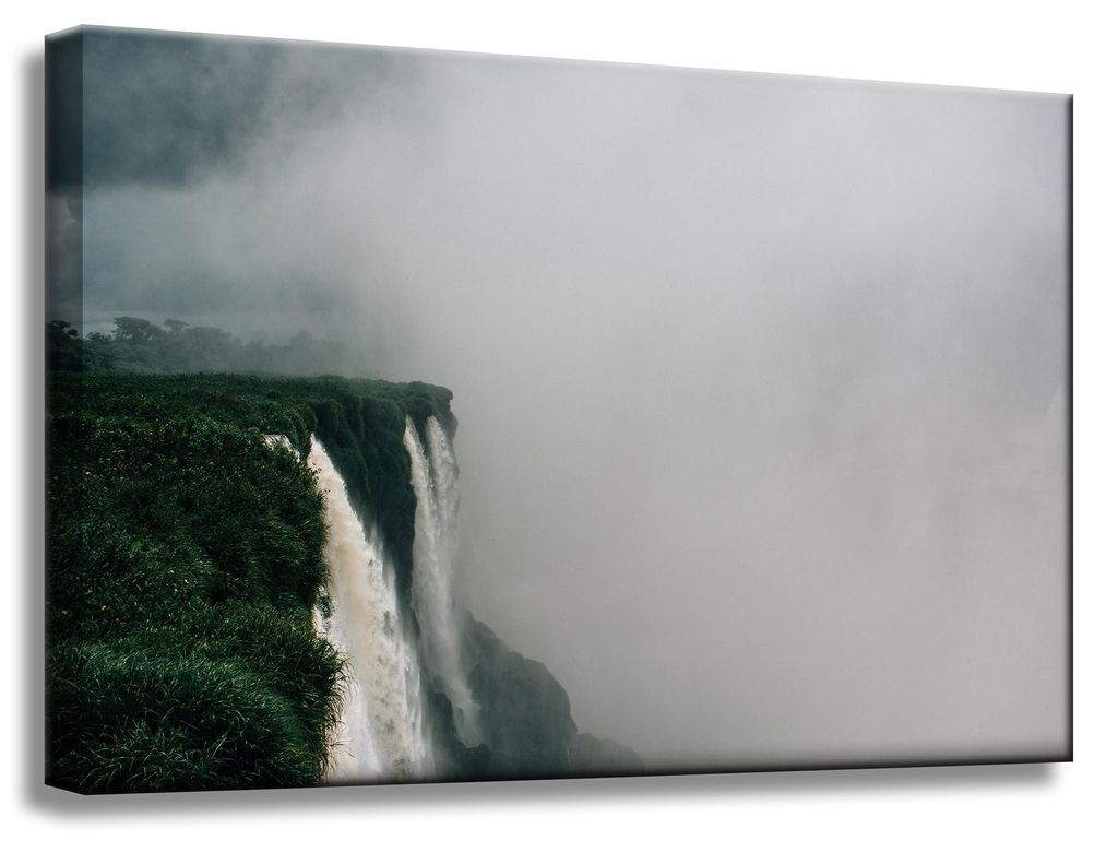 Leinwanddruck Naturmotiv Berge und Wasserfall 60x40 cm