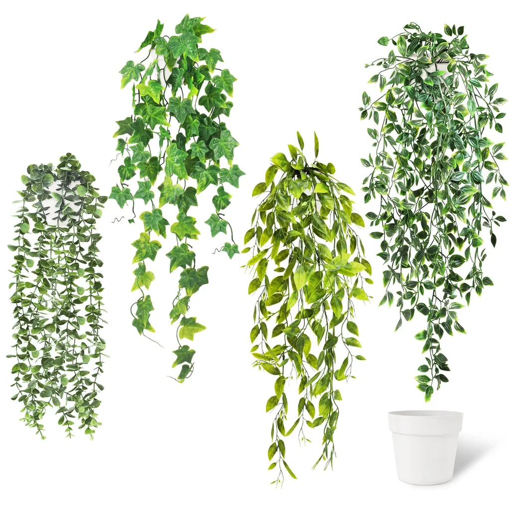 Plantes artificielles réalistes lierre suspendu 72cm lot de 4 pots