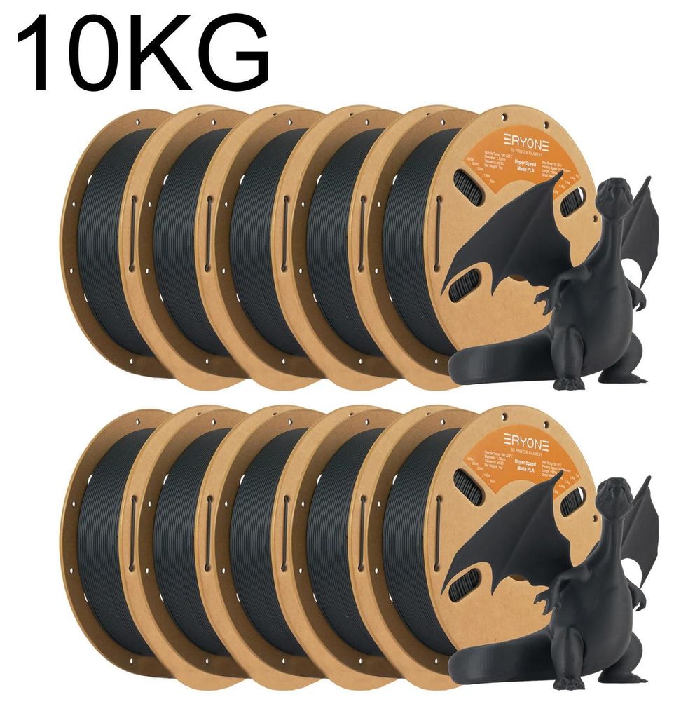 PLA 3D Drucker Filament - Hyper Speed Matt - 1,75 mm ±0,03 mm - Für FDM 3D Drucker - 10 kg Spule - Schwarz