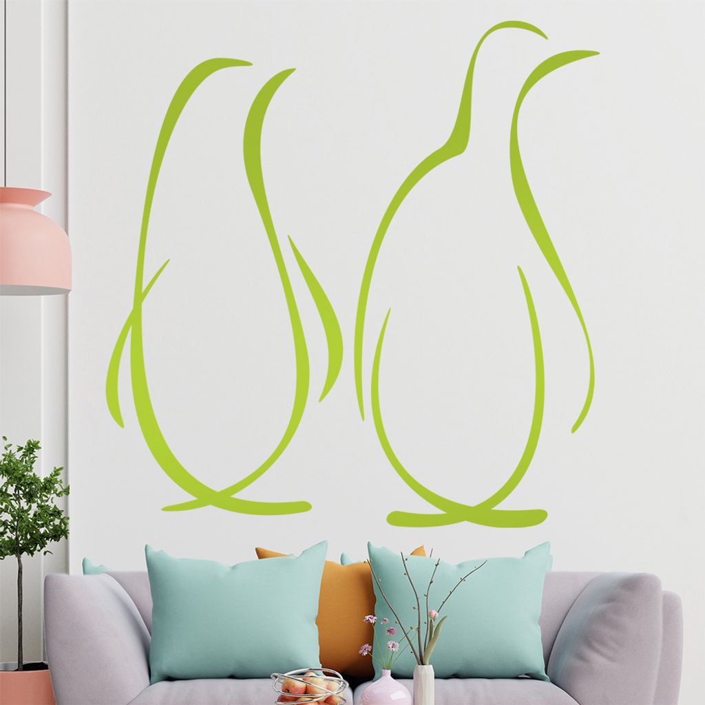 Pinguine Linien Wandtattoo in 6 Größen - Wandaufkleber Wall Sticker - Dekoration, Küche, Wohnzimmer, Schlafzimmer, Badezimmer
