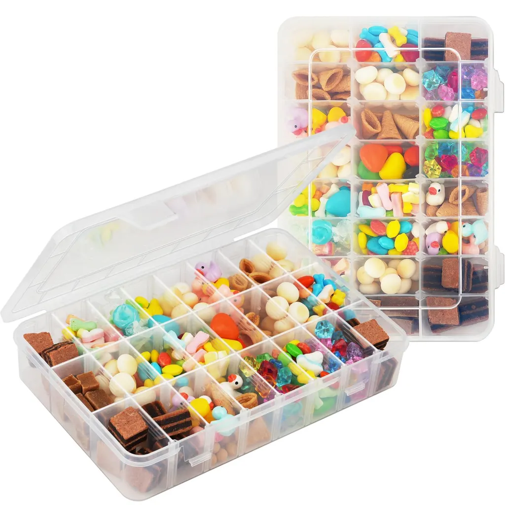 Boîte de rangement 24 compartiments 20x14x4 cm pour petites pièces