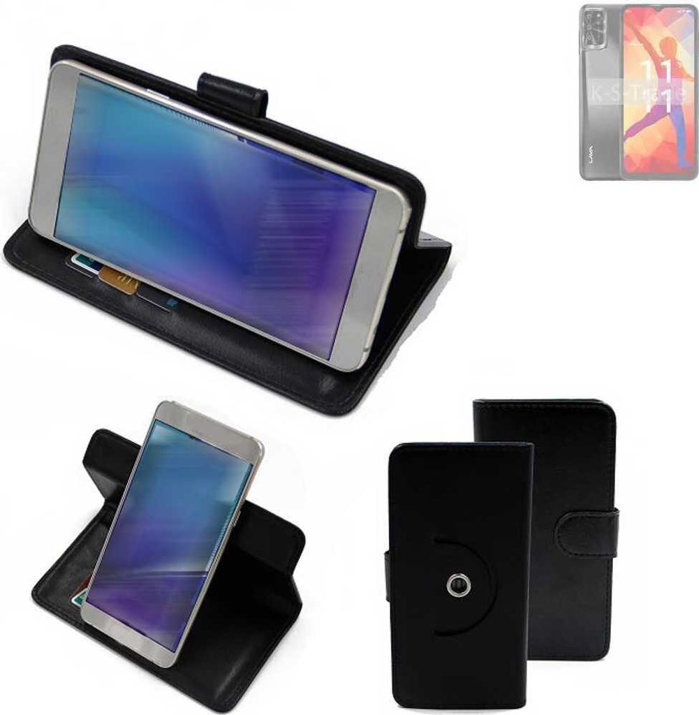 K-S-Trade Case Schutzhülle Handyhülle kompatibel mit Lava Yuva Pro Flipcase Smartphone Cover Handy Schutz Tasche Klapphülle Walletcase schwarz