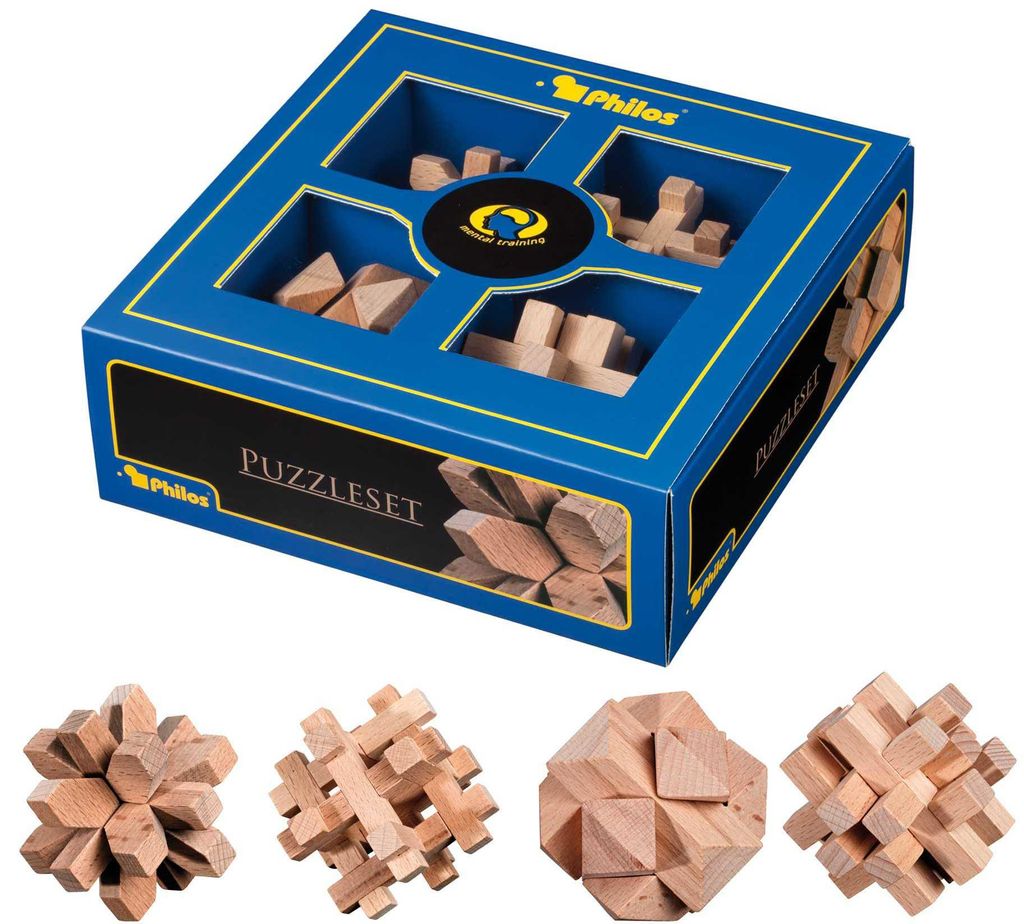 Philos Holz-Puzzleset - 4 Denkspiele für Kinder und Produktbild 
