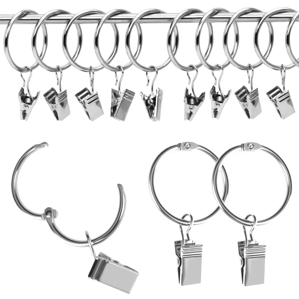 Anneaux pour Rideaux avec Clips pour Fenêtres et Portes Intérieur 33 mm