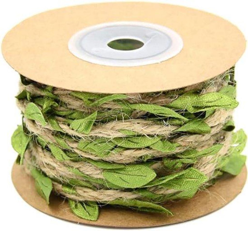 Jute Tuch Schleuder mit Kunstblättern für Handwerkskunst und Wohnaccessoires