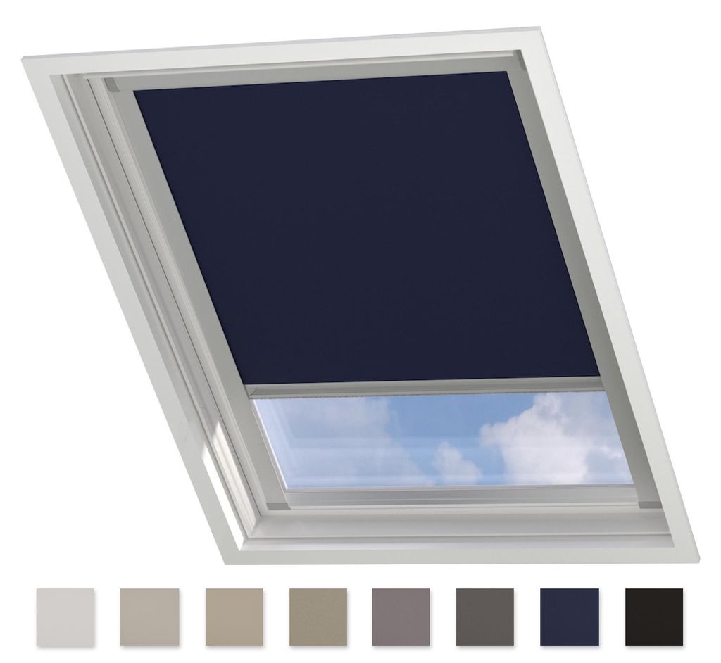 Radeco Dachfenster verdunkelungsrollo für Velux C04 dunkelblau mit Führungsschiene, rollo für dachfenster, verdunkelungsrollo dachfenster